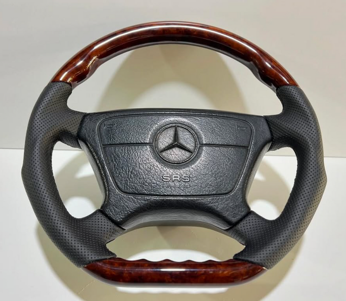 W124 Facelift Steering Wheel, Sport Shape With Burl Wood
