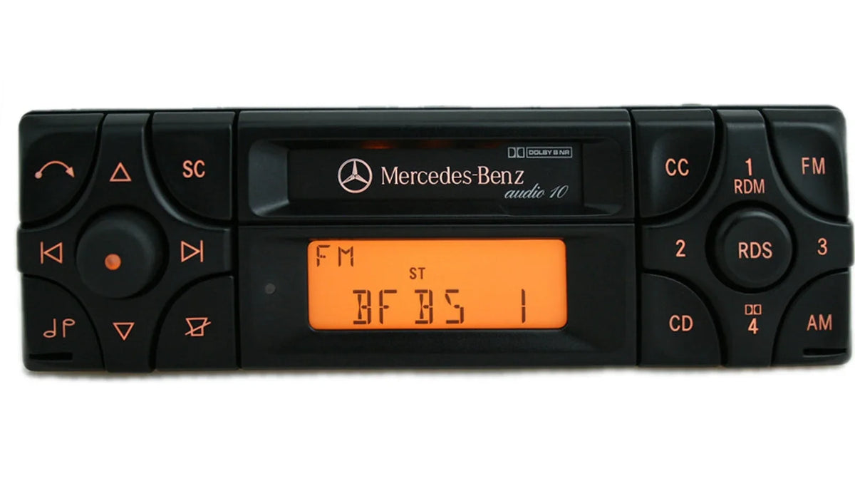 Mercedes-Benz Audio 10 BE3100 front panel with preset buttons 1 to 4 and arrow keys