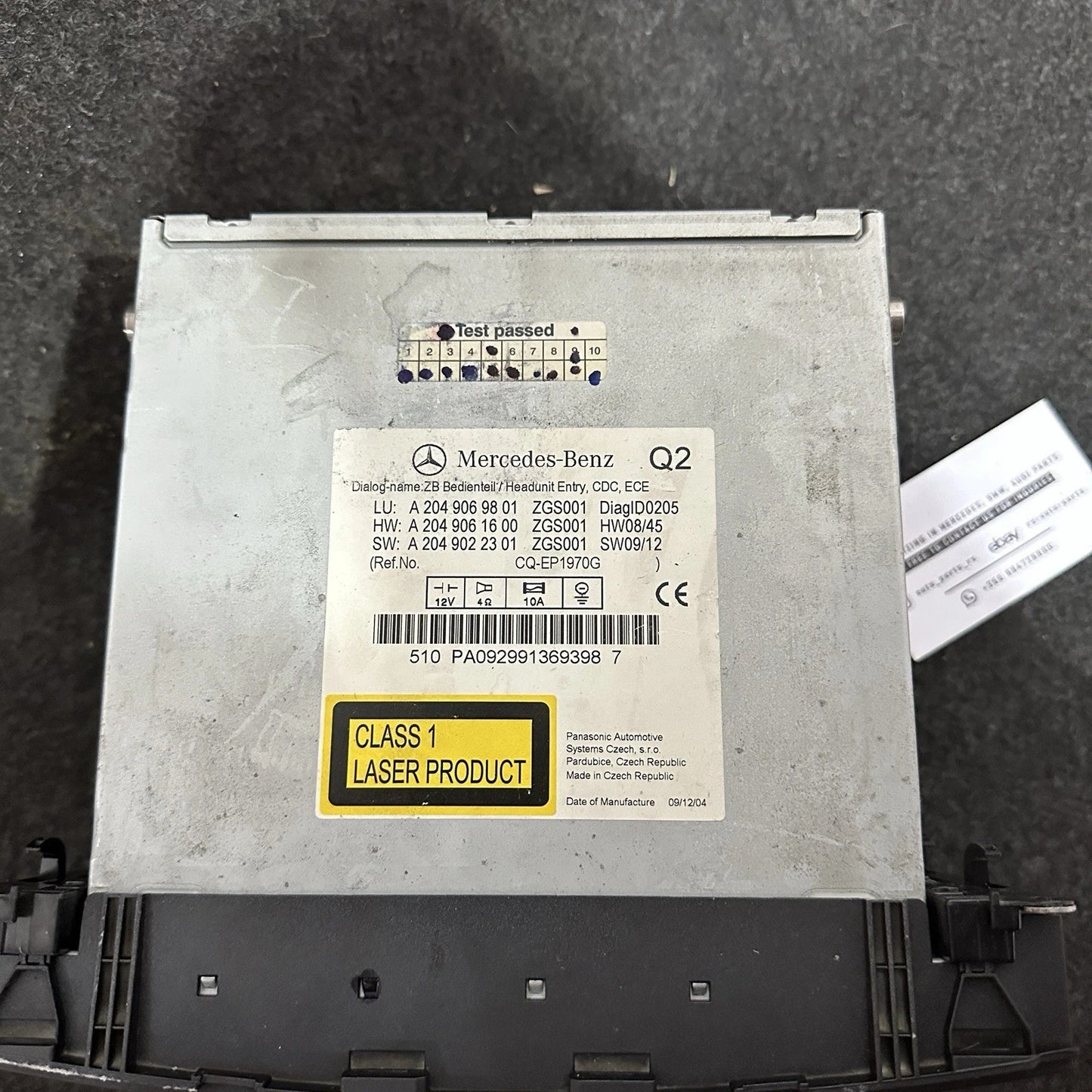 Mercedes-Benz W204 C-Class NTG 4.0 Navigation Radio Stereo Head Unit, Part A2049069801.