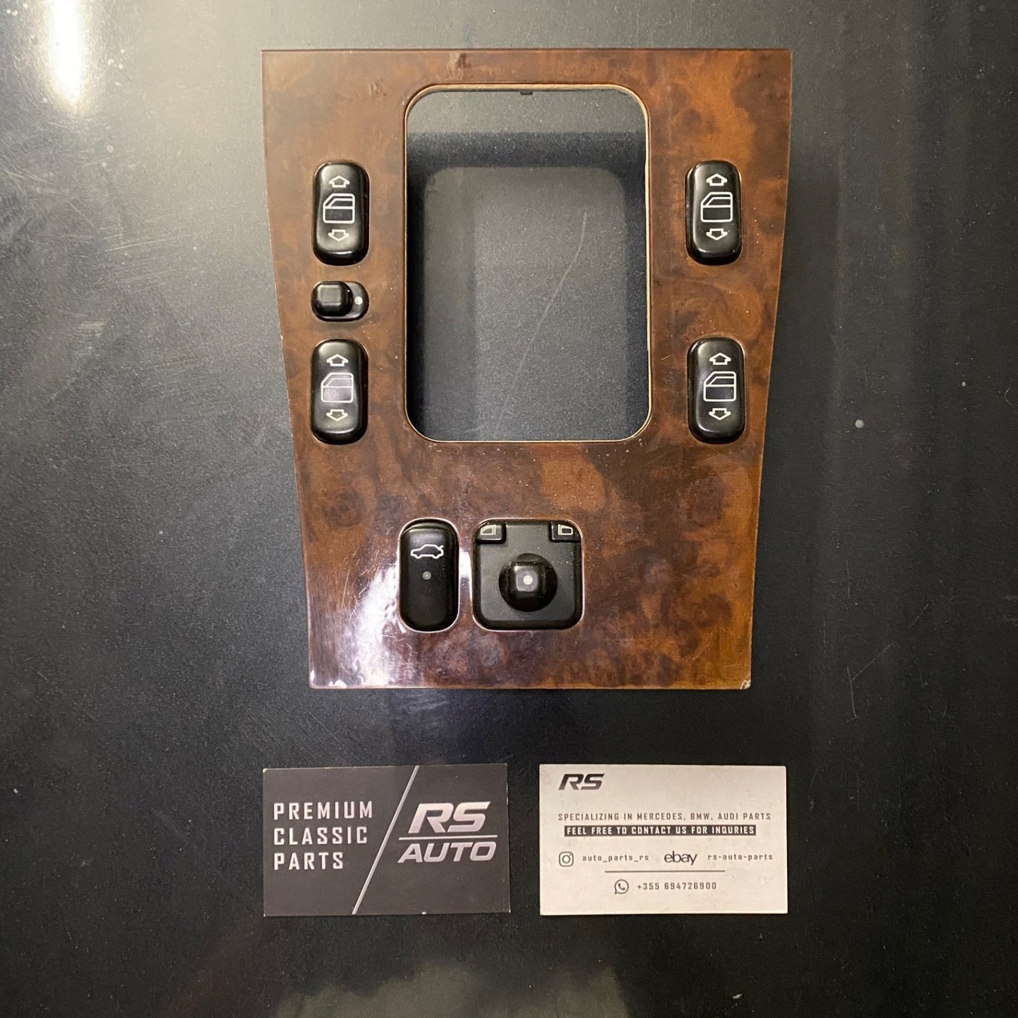 Genuine Mercedes-Benz W202 C-Class facelift Burl Wood gear shifter surround trim, part A2026804139.