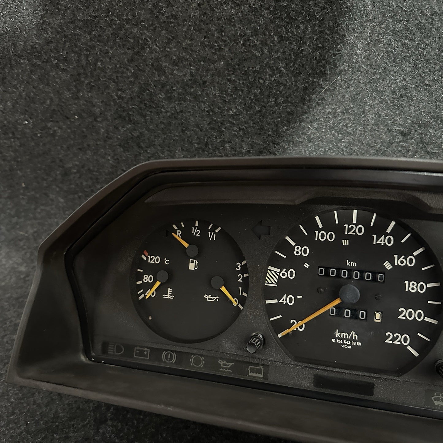 Mercedes W124 250D 300D Instrument Cluster 220km/h 1245429968 Speedometer K=875