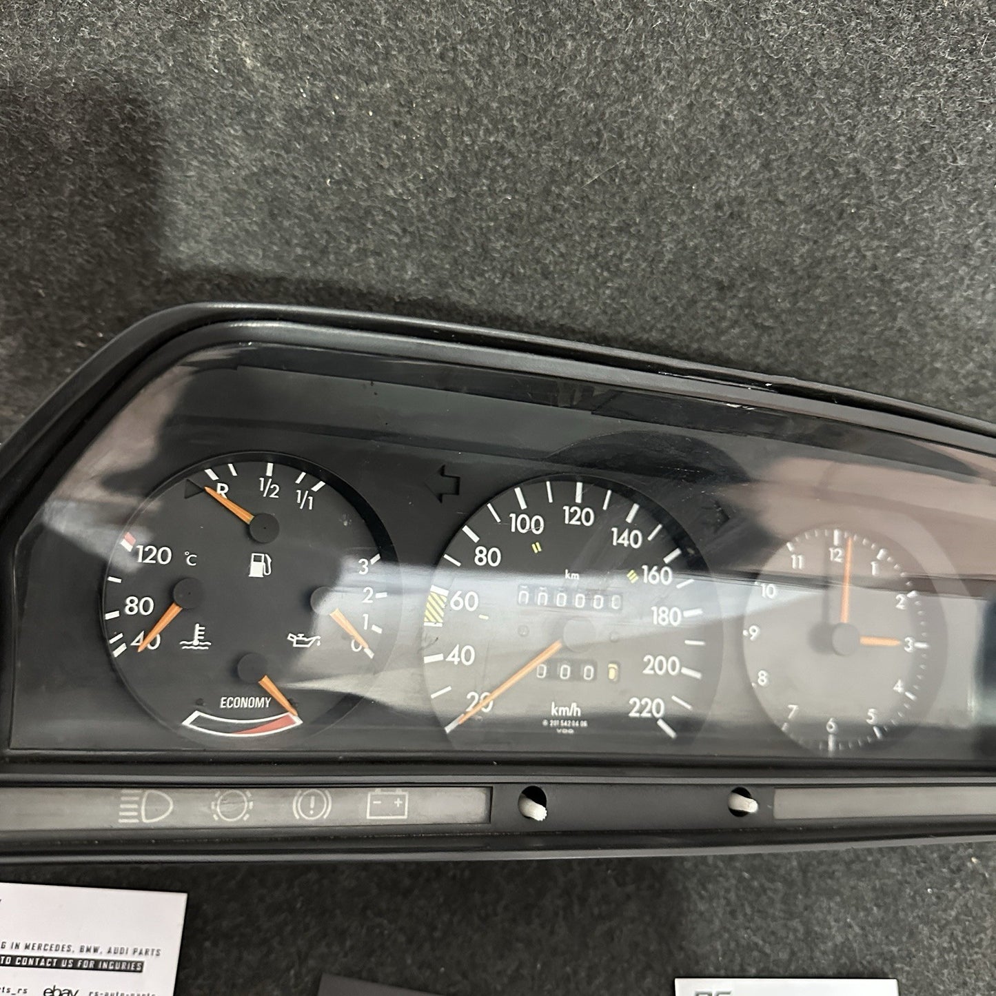 Mercedes 190E W201 Instrument Cluster Speedometer 220 km/h Gasoline Refurb OEM