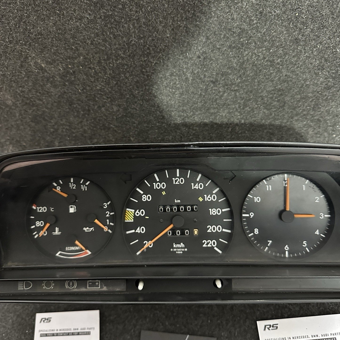 Mercedes 190E W201 Instrument Cluster Speedometer 220 km/h Gasoline Refurb OEM