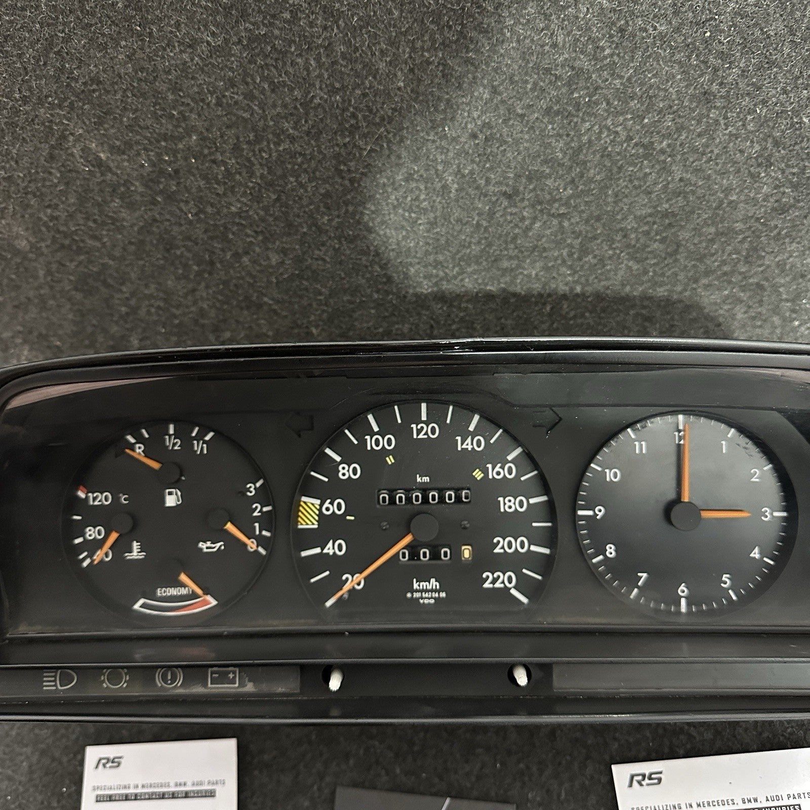 Mercedes 190E W201 Instrument Cluster Speedometer 220 km/h Gasoline Refurb OEM