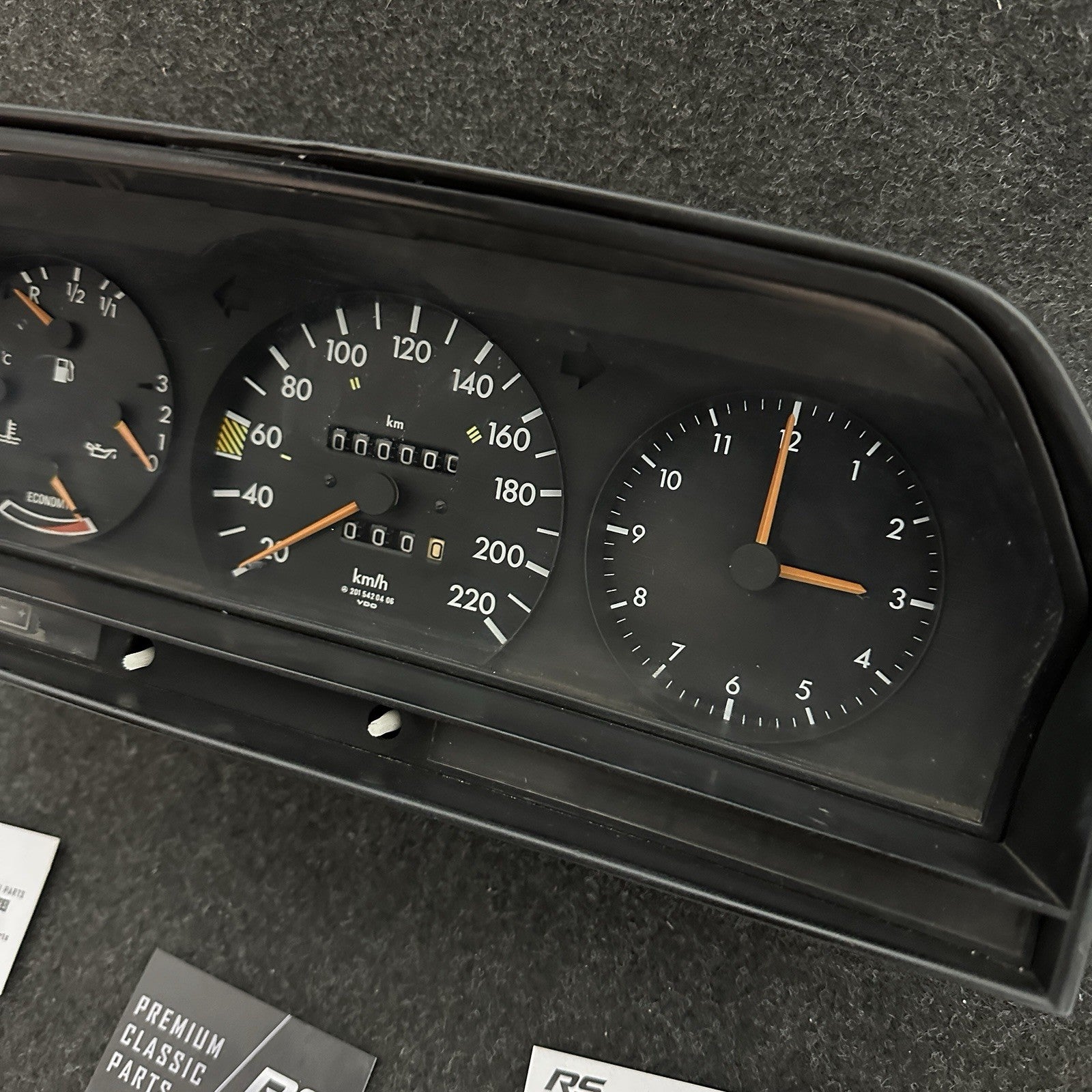 Mercedes 190E W201 Instrument Cluster Speedometer 220 km/h Gasoline Refurb OEM
