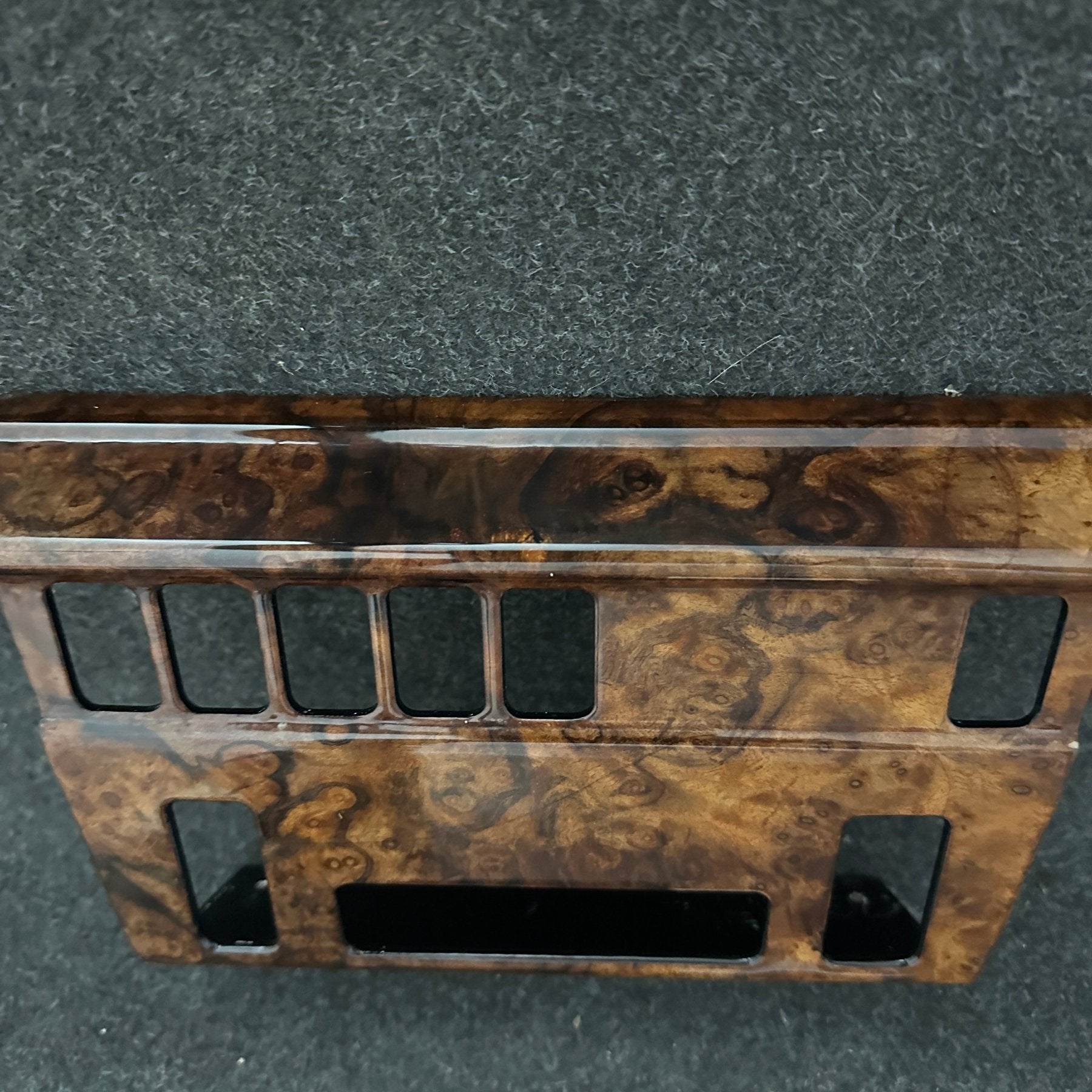 Mercedes-Benz W124 E-Class Refinished Burl Wood Center Console Trim, Crack-Free High Gloss Finish, A1246830500.