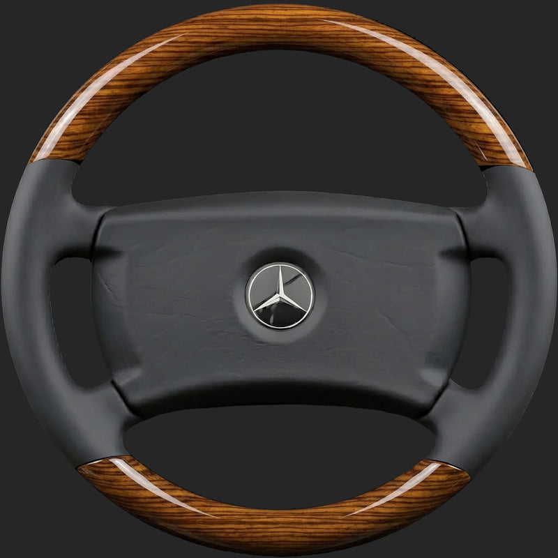 Volante personalizzato per Mercedes-Benz 190E W201: zebrano sopra e sotto con pelle nera sui lati