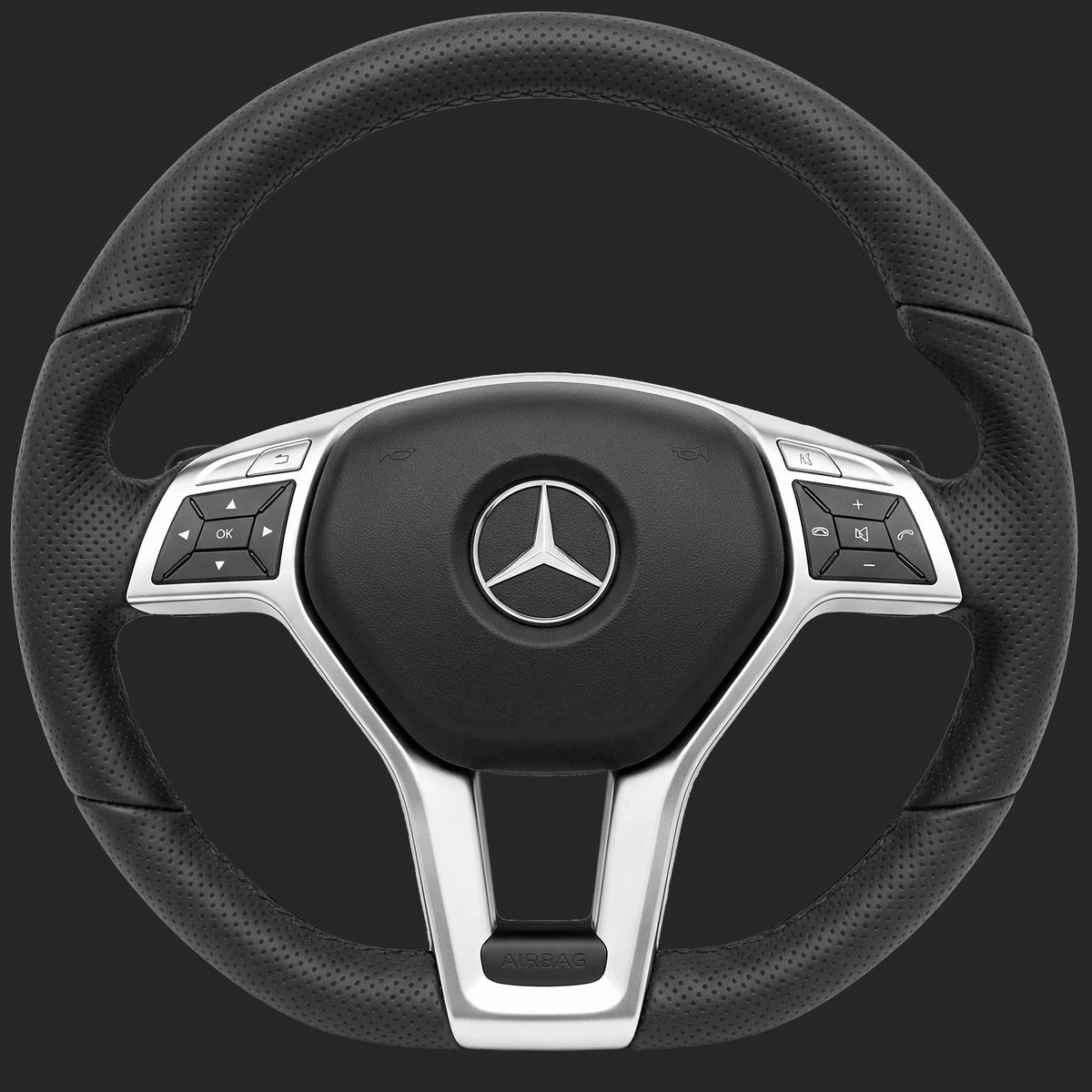 メルセデス・ベンツ CLS C218 カスタムステアリングホイール: AMG Line ステアリング、パンチングレザー、フラットボトム、パドルシフト