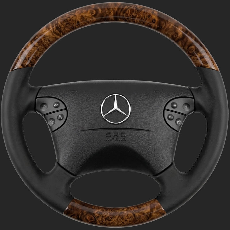 Lenkrad nach Maß für Mercedes-Benz E-Klasse W210: Facelift-Lenkrad mit Wurzelnuss oben und unten