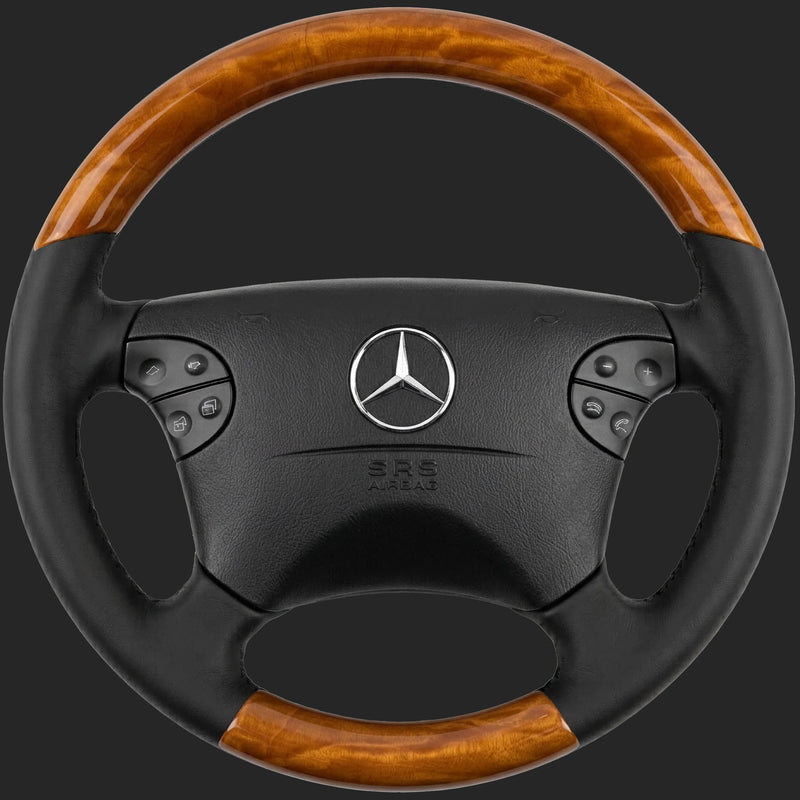 Lenkrad nach Maß für Mercedes-Benz E-Klasse W210: Facelift-Lenkrad mit designo Ahorn oben und unten