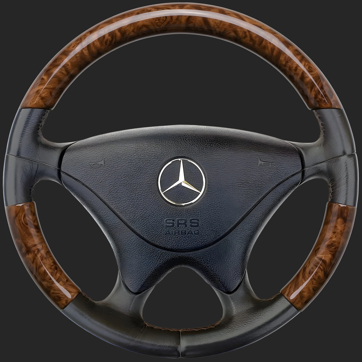 Mercedes-Benz SL R129 custom steering wheel: burl walnut top and bottom