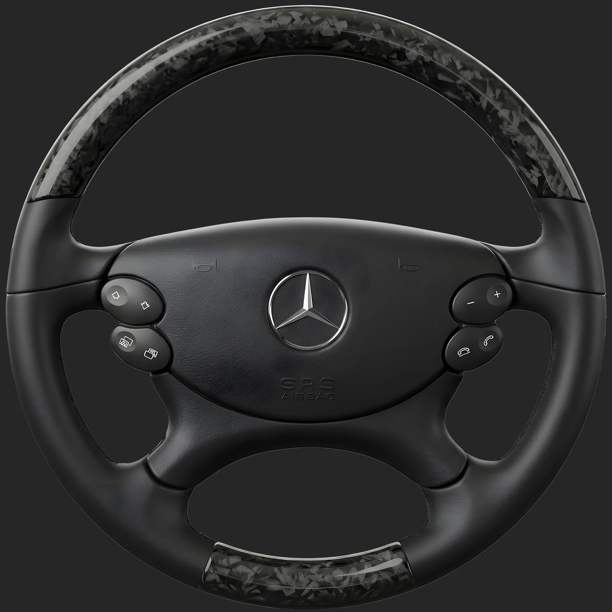 Lenkrad nach Maß für Mercedes-Benz SL R230: Forged Carbon oben und unten